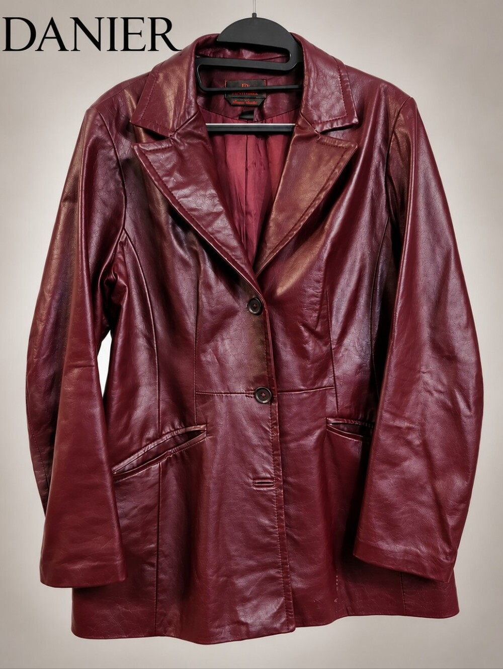 DANIER Genuine Leather Burgundy Blazer Jacket – Classic Vintage Style